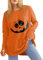 Damen Halloween Must Haves 2024 Mode Rundhals T-Shirt Blutspritzer Langarm Bluse Entsetzen Handabdrücke Tops Casual Langarmshirt Oversized Oberteile Shirt Hemd Sport Streetwear(4-Ginger,S)