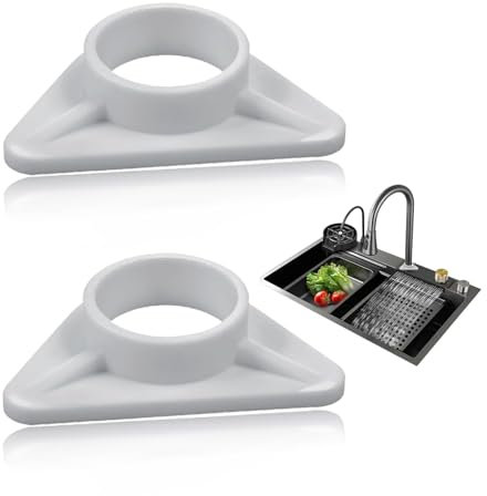 DHWEKU 2 Pezzi Rinforzo in Plastica per Lavello Stabilizzatore per Rubinetto Contro Oscillazioni e Rimbalzi Stabilizzatore in Plastica per Miscelatori Montati su Lavelli in Acciaio Inox(Bianco)