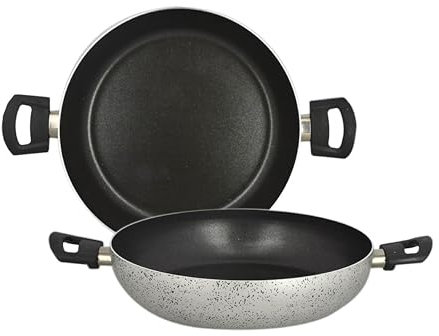 MA MAISON Tegame Alto con 2 Manici Antiaderente in Alluminio per Cucinare - Adatta a Gas Vetroceramica e Fornelli Elettrici - Antigraffio + Manici Antiscivolo con Foro