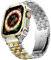SUPLINK Stainless Steel Case and Band Compatible with Apple Watch Ultra 2 Straps/Apple Watch Ultra Straps 49mm Men, Metal Replacement Strap for iWatch Ultra 2/1 (Silver/Gold)