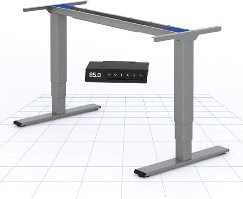 FLEXISPOT EC5 Plus Bureau Assis Debout Capacité de Charge 120kg,Électrique à 2 Moteurs,Cadre de Bureau Réglable en Hauteur,Panneau de Contrôle avec Port-Type C/A,Système Anti-Collision,Gris