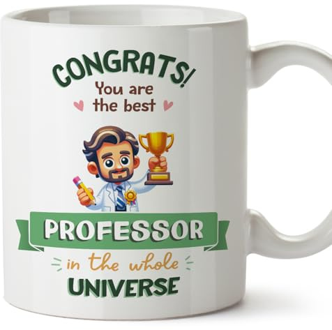 MUGFFINS Professor Man Mug - in English - Best in Universe Trophy - Funny Gift for Colleagues - Ceramic 11oz Mug