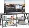 TV-Schrank, Fernsehtisch, Lowboard für Fernseher bis zu 55 Zoll, Fernsehschrank mit 3 offenen Fächern, TV-Regal für Wohnzimmer Schlafzimmer, 110 x 40 x 50 cm, Industrie Design, Stahlgestell, Schwarz
