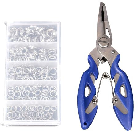 NPYQ 201Pcs Angeln Locken Stecker Haken Remover Angeln Zange 5 Größe Angeln Split Ringe Locken Anschlüsse
