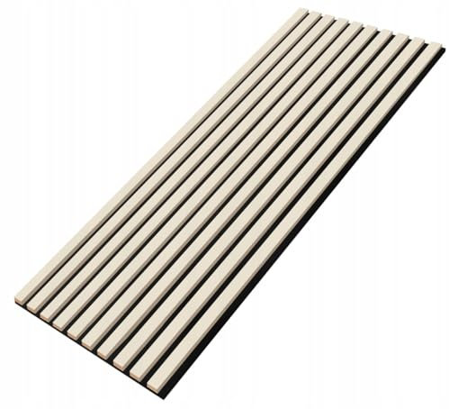 EmsCraft24 Akustikpaneele 1,228m² - 275cm x 46cm x 1.8cm - | Akustikpaneel | Lamellenverkleidung | Wandverkleidung | Akustikfilz | Wandpaneele auf filz (027 - Beige)