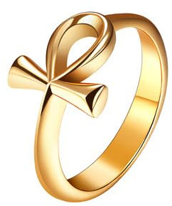 Flongo Ankh Kreuz Ring Damen:Gold ägyptischer Unisex Ringe Amulett Geschenk für engsten Freunde Liebhaber Ehepartner Männer Frauen Geburtstagen Jubiläen Weihnachten Valentinstag Thanksgiving 57