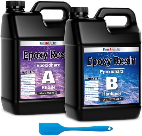 FansArriche Epoxidharz, transparent, 192 oz/5440 ml resin 1: 1-Verhältnis; Kunstharz-Beschichtung, kristallklar, für Holz, künstlerische Kreationen, Restauration