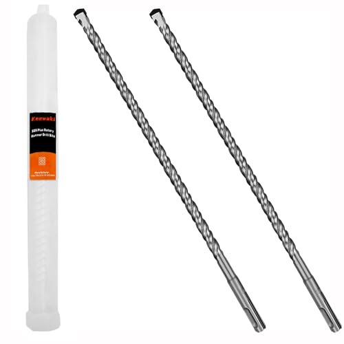Keewaki SDS Plus Rotary Hammer Drill Bit Set - 2-Piece 12mm x 310mm Concrete Masonry Drill Bits for Brick, Cement & Stone - Durable Alloy Tip, Fast Drilling