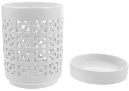 CAXUSD Ceramic Orchid Pot Drainage Holes and Saucer, White Breathable Planter for Indoor and Outdoor Plants, Clay Orchid Flowerpot Promoting Root Health and Growth