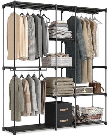 Relaxdays Garderobe, offener Kleiderschrank, Ablagen & Kleiderstangen, Kleiderständer, Flexibles Stecksystem, Farbwahl