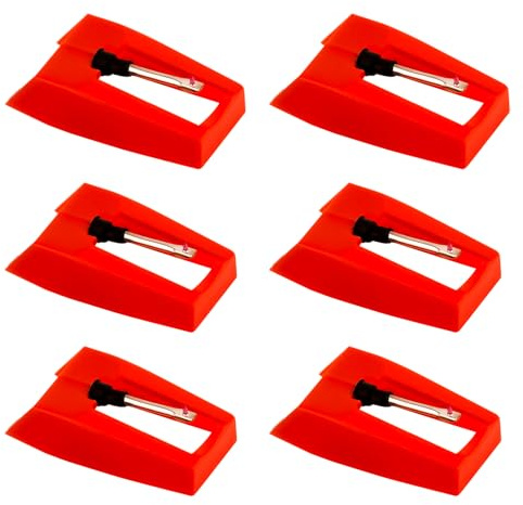 6pcs Record Player Needle, ABS Turntable Replacement Needle Durable Record Player Replacement Accessory for Phonograph (Red)
