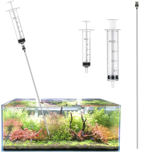 LINLAN Stainless Steel Aquarium Root Fertilizer Injector Kit, 30 cm Long Stainless Needle, 5mL & 20mL Syringes, Precise Liquid Feeding Tool for Freshwater Planted Tanks