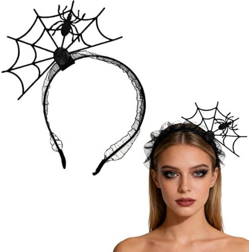 YIPFEN 1 pcs Spinnen Netz Haarreif | Stirnband für Hexen Kostüm | Cosplay Gothic Sexy | Kopfschmuck Haarschmuck | Deko Accessoire zu Halloween, Karneval & Fasching