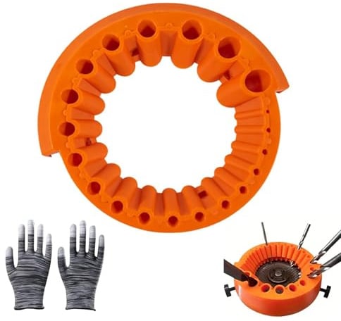 EUYKQNOI Affuteuse Foret, Nouvelle Affuteur de Foret, Améliorée Meuleuse Forets, pour Forets de 2 à 13 mm et Meuleuse de 115/125 mm, avec Gants (Couleur Orange)