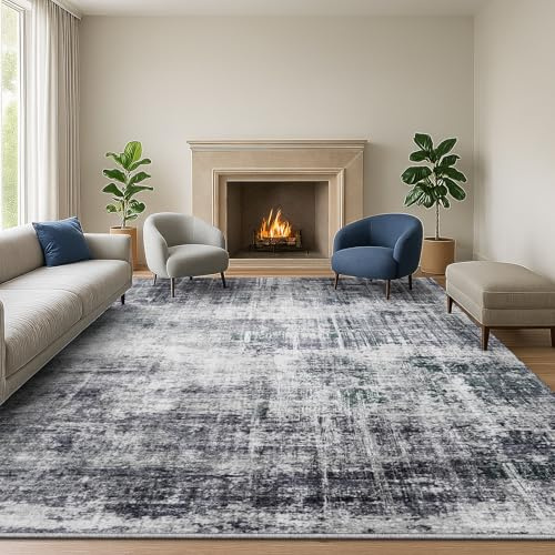 SOANNY Teppich Wohnzimmer, Kurzflor rutschfest, 160x230 cm, Hellgrau | Modern Abstrakt, Weich, Waschbar, Pflegeleicht, Rutschfest, Für Wohnzimmer Schlafzimmer Kinderzimmer Esszimmer Büro