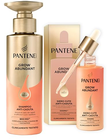 Pantene Set Shampoo + Siero Anti-Caduta Grow Abundant 60ml | Riduce la Caduta di Capelli Rafforzando l'Ancoraggio alla Radice. Capelli più Spessi, Lunghi e Folti in 8 Settimane