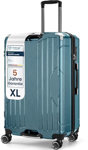 4FLY Aluminium-Rahmen Hartschalen-Reisekoffer Ultraleicht XL - Groß 77cm (103L) - Aufgabegepäck Koffer mit TSA-Schloss, 4 Spinner-Doppelrollen & Aluminium-Teleskopgriff, Trolley Reisegepäck