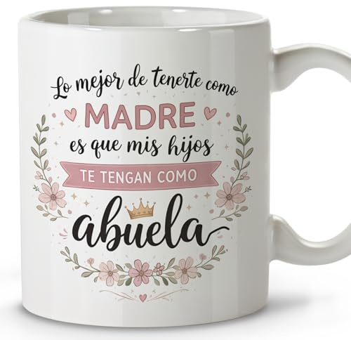 LolaPix Taza Abuela. Regalo Abuelas Dia de la Madre. Regalos para Mama Original. Apta para Lavavajillas. Yaya Regalo. Taza Dia de la Madre Abuela 330ml Color Interior a elegir. Te tengan como Abuela