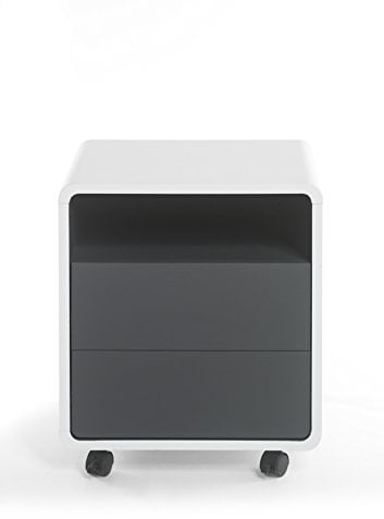 Robas Lund Bürocontainer Weiß Matt-Anthrazit Schreibtischcontainer, Tadeo BxHxT 47 x 55 x 38 cm