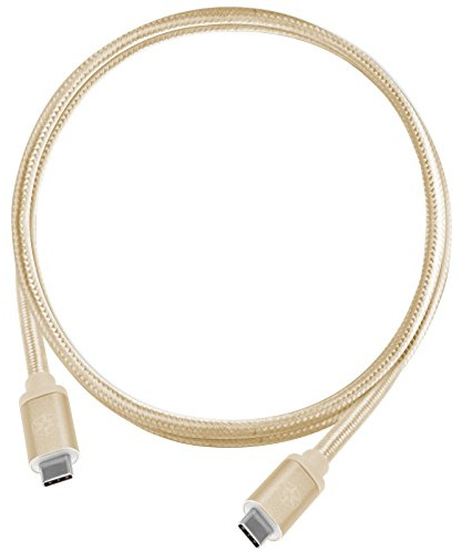 SilverStone SST-CPU06G-1000 - Reversible USB Kabel, USB 3.1 Gen 2 Typ C auf Typ C, extrem haltbar durch Mantel aus Nylongeflecht, für Mobiltelefone und Speichergeräte, 1.0 meter, gold