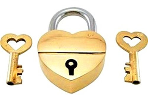 Purpledip Petit cadenas en laiton : cœur lumineux (11003)