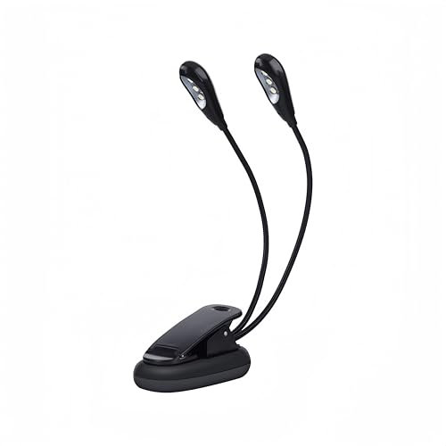 Dilwe LED-Licht für Notenständer, Einstellbar Doppelkopf Clip auf Lampe mit USB-Kabel Lampe für E-Reader Buch & Bett Kopfteil(6 Perlen)