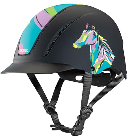 Troxel Spirit Full Coverage Horse Riding Helmet, Low-Profile Adjustable Design, Safety Horseback Riding Gear, Small (6-1/2 - 6-7/8), Pop Art Pony