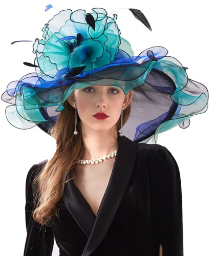 ORIDOOR Women Organza Fascinator Church Derby Hat Floral Tea Party Wedding Hat