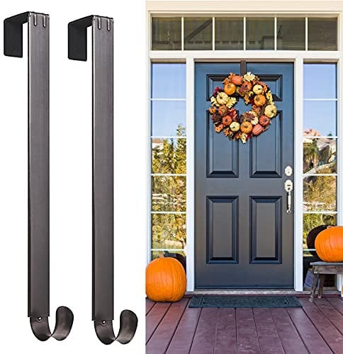 Myfolrena Adjustable Wreath Hanger from 15-24, Metal Wreath Hook for Front Door, 20lb(Nickle,2 Pack)