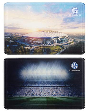 FC Schalke 04 Frühstücksbrettchen - Arena - 2er Set Brettchen S04 Brotzeitbrettchen Motiv 1 - Plus Lesezeichen I Love Gelsenkirchen