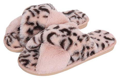 Fadezar Pantoufle Femme Chausson Peluche Chaud Slippers Claquette Fourrure Sandal Bout Ouvert Accueil Chaussures Rose p.c. EU 37/38