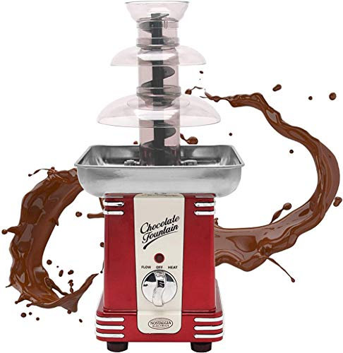 BCLGCF Chocolate Fountain, 3 Tiers Mini Classic Retro Red Chocolate Waterfall Pretty Melting Machine for Home Birthday Wedding Christmas Dessert Party