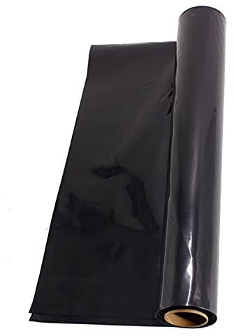 HFS (R) Schwarze Kunststoffplane, Rolle, Dampfsperre, Feuchtigkeitssperre zum Malen, Kunststoffmulch, Unkrautsperre, Betonfeuchtigkeit, Baufolie, Holzplane, Bodenbedeckung (3 x 7,6 m)
