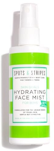 Spots & Stripes - Skin Goals Hydrating Face Mist for Boys, 97% Natural, Moisturising Face Spray for Teens, with Hyaluronic Acid, Aloe Vera and Cucumber, Combats Blemishes (125ml)