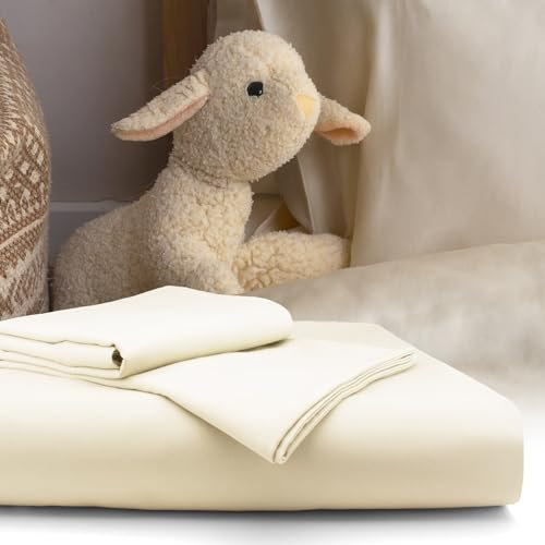 bo&button® Kinderbettwäsche, Mako Satin, 100% GOTS Bio Baumwolle, hochwertig, kuschelig weich, Fairtrade, Bettwäsche Kinder für Junge & Mädchen Set 100x135 cm + 40x60 cm (2-TLG.) - Buttercream Beige