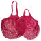 Modo Lot de 2 sacs à provisions réutilisables en maille de coton avec 1 poignée courte et 1 longue poignée - Multifonction - Pour la plage et le transport de jouets (rose vif)