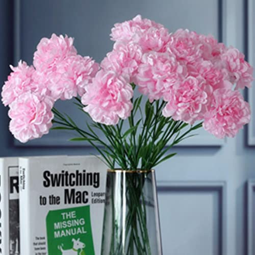 Fiori artificiali da 45,7 cm, 10 pezzi, garofani, ortensie in seta, bouquet da sposa, per casa, giardino, feste, ufficio, caffetteria, decorazioni (rosa)