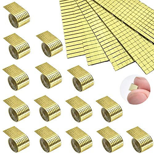 7200Pcs Mirrors Mosaic Tiles Disco Ball Mirror Tiles Self-Adhesive Real Square Glass Mirror DIY Tiles for Craft DIY,Silver Rose Gold,15 Sheets (Gold)