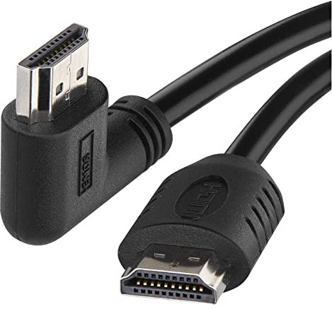 EMOS Câble HDMI 2.0 haut débit avec Ethernet 5 m, 18 Gbps High Speed Cable avec Ultra HD, 4K, 3D, prise en charge ARC, prise en charge 90° vers A mâle Noir