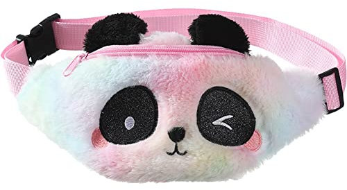 Stakee Flauschige Gürteltasche Cartoon Panda Hüfttasche Tiermuster Umhängetasche Fuzzy Gürteltasche für Frauen Mädchen Kinder
