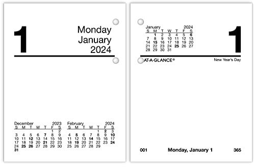 AT-A-GLANCE 2024 Tageskalender Nachfüllpackung, 7,6 x 9,5 cm, Mini, lose Blätter (E9195024)