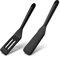 Thinp 2-Piece Silicone Spatula Set, Mini Serving Spatula & Small Spatula, Nonstick, Slotted & Solid, Black