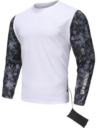 REYSHIONWA Men's Mountain Bike Jersey Long Sleeve MTB Shirts BMX Downhill Jersey Lightweigh Quick Dry Moisture-Wicking White/Camo