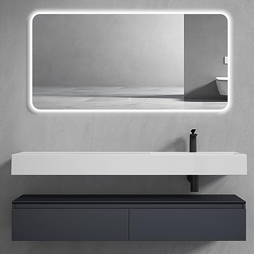 doporro Waschtisch mit Unterschrank Badmöbel-Set Design Waschplatz 150x48x25cm Badzimmerschrank Up inkl. Minralguss-Waschbecken Anthrazit matt Wandmontage