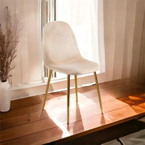 Umberto Ravelli Lot de 6 Chaises Scandinaves en Velours et Pieds métallique (Dorée - Beige)