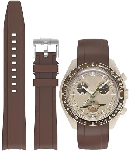 Niziruoup Silikon Armband für Omega x Swatch MoonSwatch/Rolex Uhr,Gebogenes Weiches Silikon Gummi Armband Omega x Swatch MoonSwatch Speedmaster Ersatzband Uhrenarmbänder Kautschuk 20mm