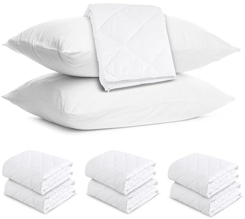 MH Traders Quilted Waterproof Pillow Protectors Pack of 6, Pillowcase are Ultra Soft & Breathable.Hypoallergenic White Bed Pillows Cover.