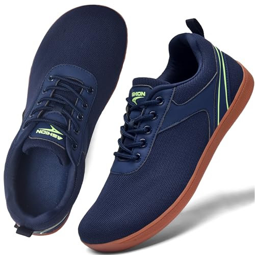 ASHION Unisex Barfußschuhe Damen Herren Barfussschuhe Breite Schuhe Walkingschuhe Traillaufschuhe Straßenlaufschuhe,Blau 38 EU