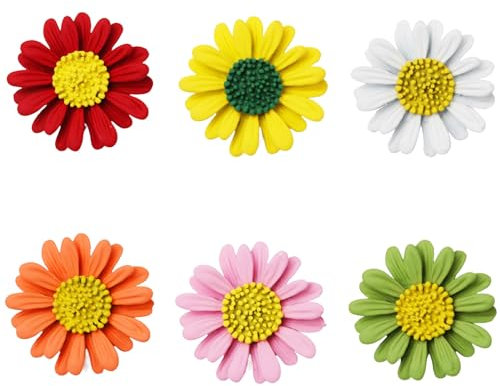 Syrvnto 6 Pièces Fleur Broche Marguerite Broche Femme Daisy Broche de Fleur en Alliage Pin Fleur Marguerite pour Femme Fille,Vêtements Sacs Chapeaux Bijoux Accessoires (6 Couleurs)