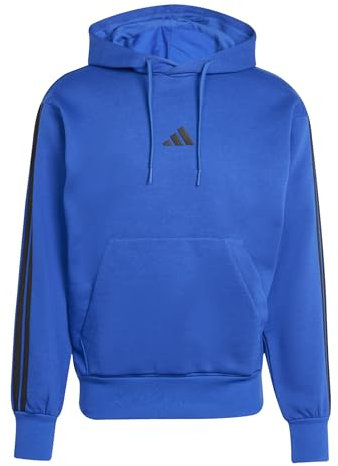 adidas Men's ESSENTIAL THREE STRIPES FLEECE HOODIE, team royal blue/black, S